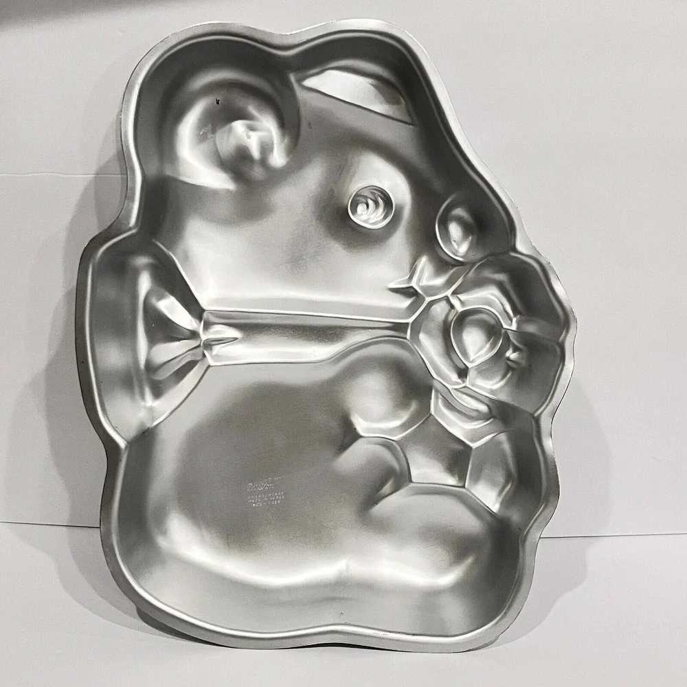 VTG Wilton Teddy Bear Cake Pan Mold‎  502-7458 w/ Bow Holding Flower Kids Party